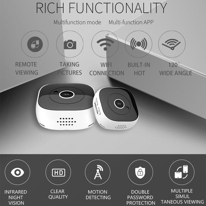 H9 Mini Hd 1280 X 720P 120 Degree Wide Angle Wearable Smart Wireless Wifi Surveillance Camera Black