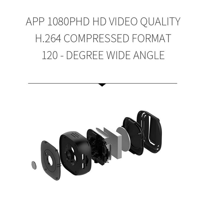 H9 Mini Hd 1280 X 720P 120 Degree Wide Angle Wearable Smart Wireless Wifi Surveillance Camera Black