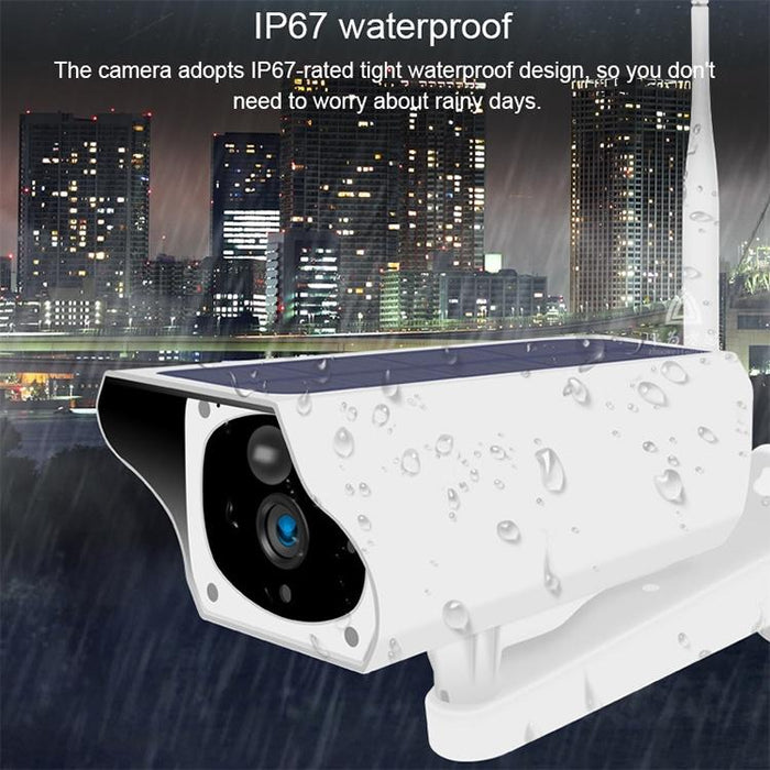 2 Megapixel Wifi Version Ip67 Waterproof Solar Hd Monitor Camera Without Battery & Memory Support Infrared Night Vision & Motion Detection / Alarm & Voice Intercom & Mobile Surveillance