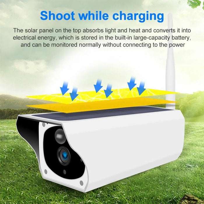 2 Megapixel Wifi Version Ip67 Waterproof Solar Hd Monitor Camera Without Battery & Memory Support Infrared Night Vision & Motion Detection / Alarm & Voice Intercom & Mobile Surveillance