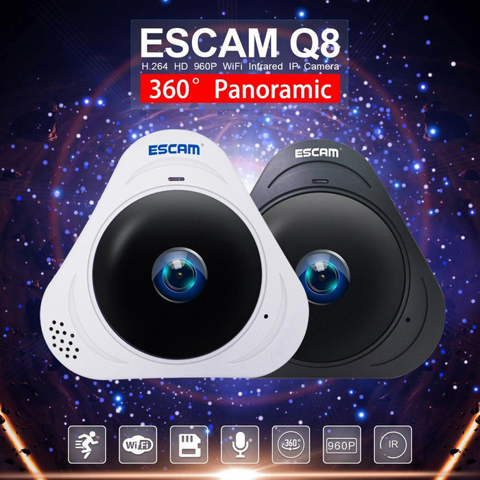 Q8 960P 360 Degrees Fisheye Lens 1.3Mp Wifi Ip Camera Support Motion Detection / Night Vision- Ir Distance 5-10M