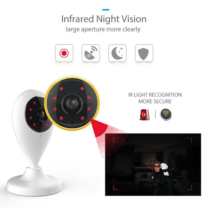 Indoor Wifi Ip Camera With Ir Night Vision & Multi-Angle Monitor & Mobile Phone Remote Control