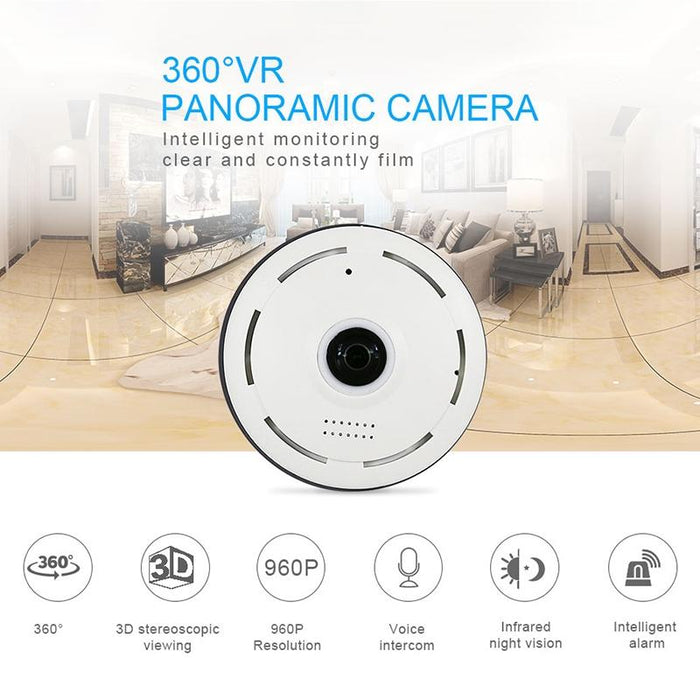 Ec10-I6 360 Degree Hd Network Panoramic Camera With Tf Card Slot Support Mobile Phones Control White