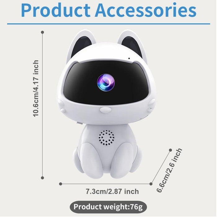 Cute Pets Smart Home Camera Support Night Vision & Two-Way Voice & Motion Detection White