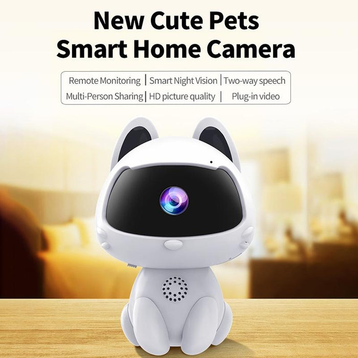 Cute Pets Smart Home Camera Support Night Vision & Two-Way Voice & Motion Detection White