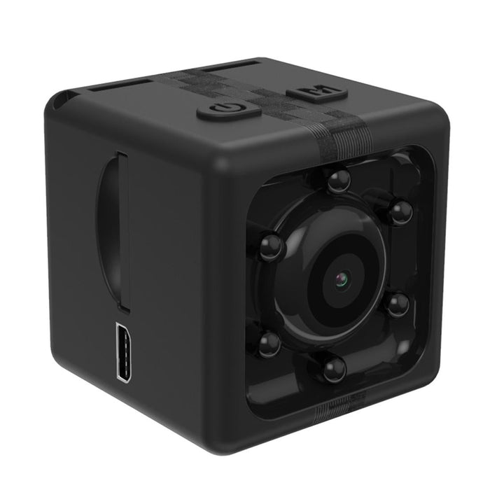 1080P Hd Recorder Cube Smart Mini Camera With Infrared Night Vision & Motion Detection Black