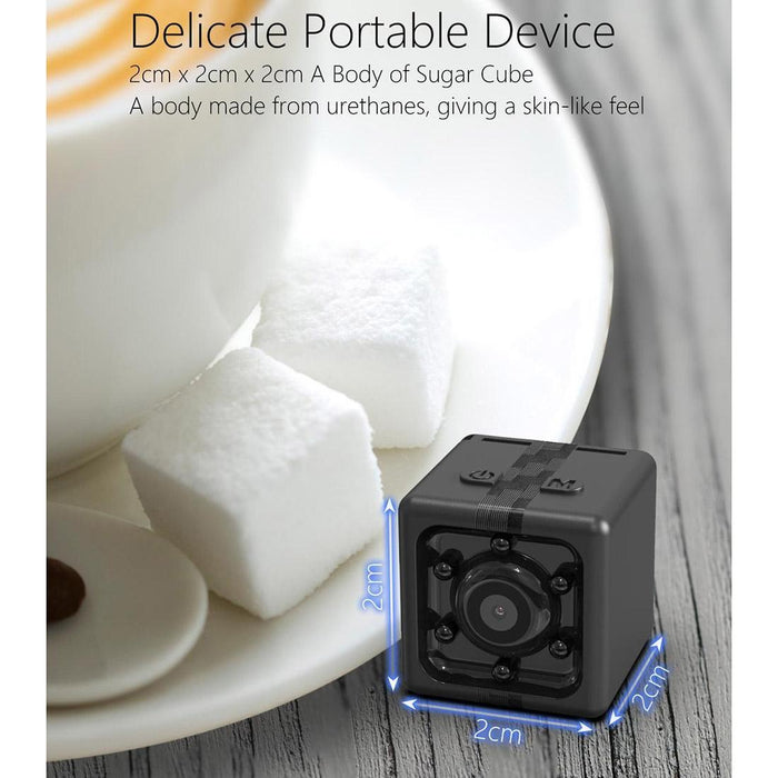 1080P Hd Recorder Cube Smart Mini Camera With Infrared Night Vision & Motion Detection Black