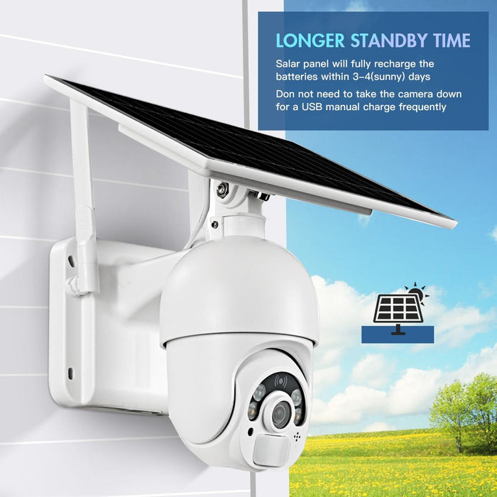 1080P Full Hd Solar Powered Wifi Camera Support Pir Alarm Night Vision Two Way Audio Tf Card