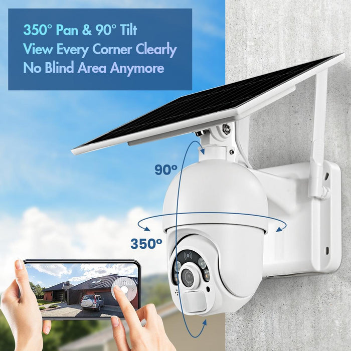 1080P Full Hd Solar Powered Wifi Camera Support Pir Alarm Night Vision Two Way Audio Tf Card