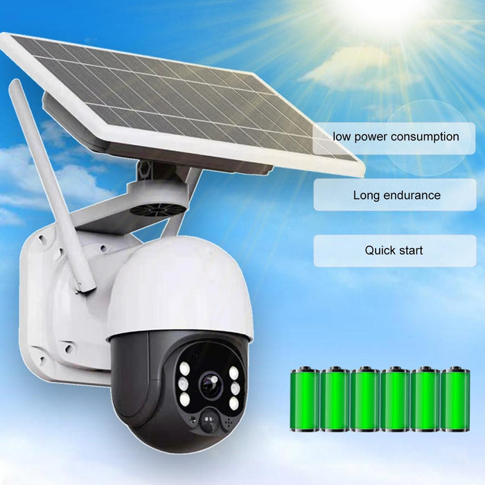 2288 X 1288P Full Hd Solar Powered Wifi Camera Support Pir Alarm Night Vision Two Way Audio Tf Card Not Include Battery