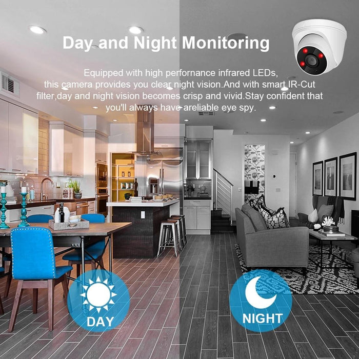 533H2 / Ip 3.6Mm 2Mp Lens Full Hd 1080P Indoor Security Dome Surveillance Camera With 20 Meter Night Vision Function White