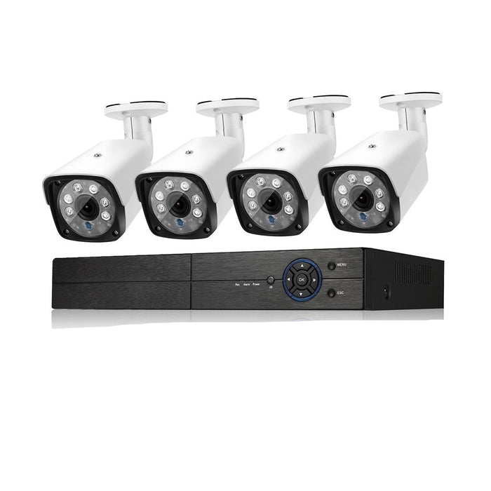 A4B3 / Kit 4Ch 1080N Surveillance Dvr System And 720P 1.0Mp Hd Weatherproof Cctv Bullet Camera Support Infrared Night Vision & P2P & Qr Code Scan Remote Access White