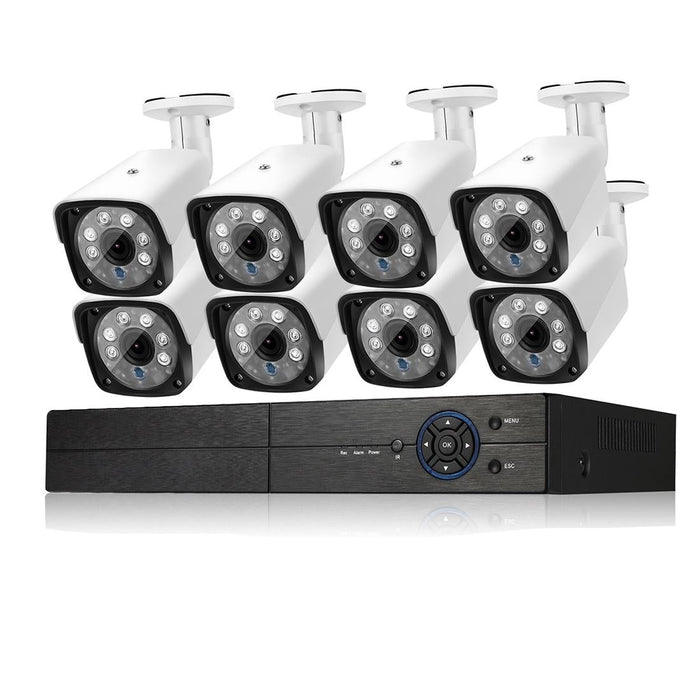 A8B3 / Kit 8Ch 1080N Surveillance Dvr System And 720P 1.0Mp Hd Weatherproof Bullet Camera Support Infrared Night Vision & P2P & Phone Remote Monitor White