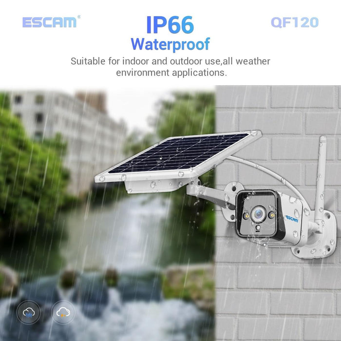 1080P Ip66 Waterproof Wifi Ip Camera With Solar Panel Support Night Vision & Motion Detection & Two Way Audio & Tf Card