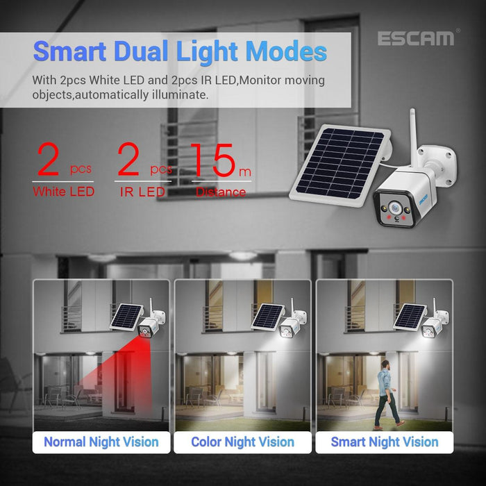 1080P Ip66 Waterproof Wifi Ip Camera With Solar Panel Support Night Vision & Motion Detection & Two Way Audio & Tf Card