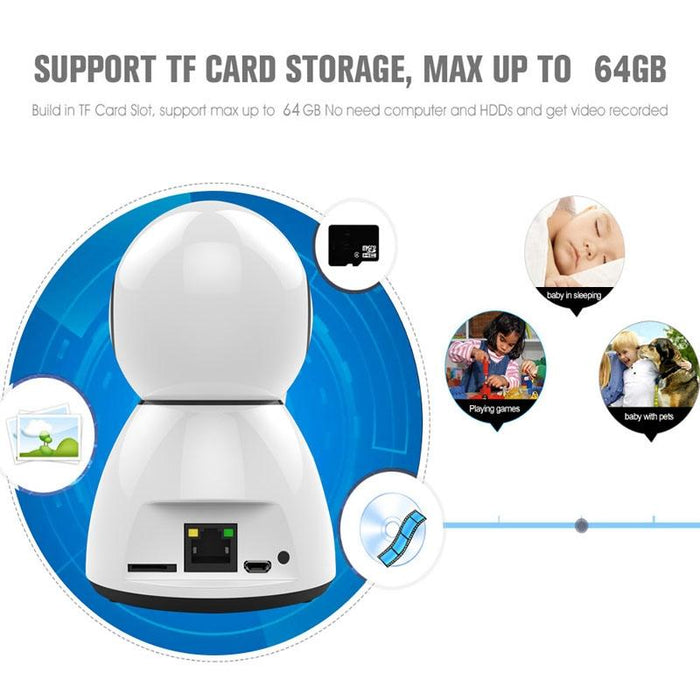 1080P Hd Wifi Ip Camera Support Motion Detection & Infrared Night Vision & Tf Card Max 64Gb White