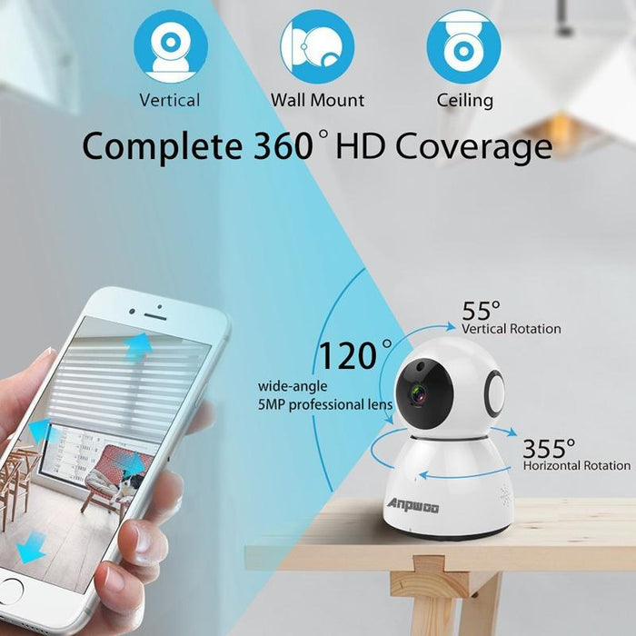 1080P Hd Wifi Ip Camera Support Motion Detection & Infrared Night Vision & Tf Card Max 64Gb White