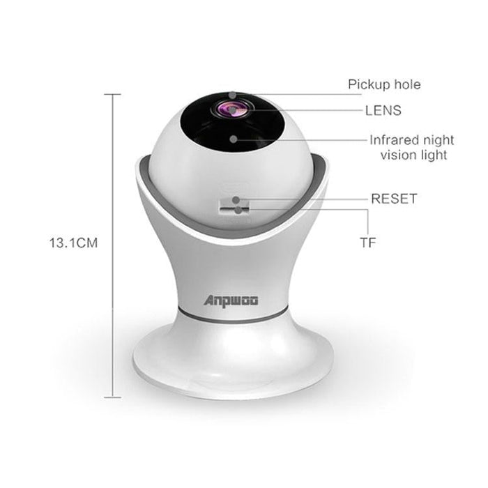 1080P Hd Wifi Ip Camera Support Motion Detection & Infrared Night Vision & Tf Card Max 128Gb White