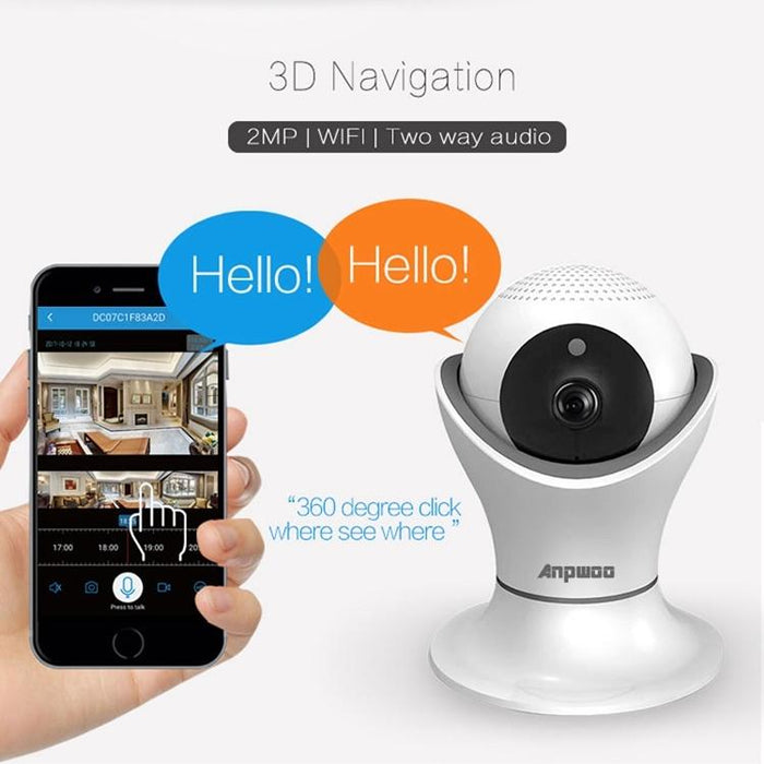 1080P Hd Wifi Ip Camera Support Motion Detection & Infrared Night Vision & Tf Card Max 128Gb White