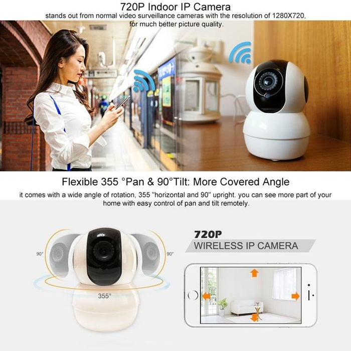 720P Hd Wifi Ip Camera Support Motion Detection & Infrared Night Vision & Sd Card Max 32Gb White