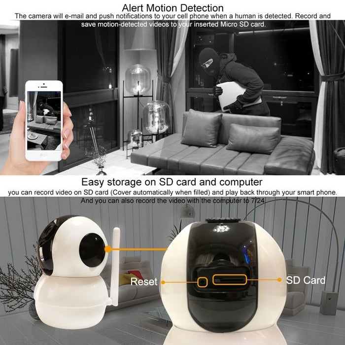 720P Hd Wifi Ip Camera Support Motion Detection & Infrared Night Vision & Sd Card Max 32Gb White