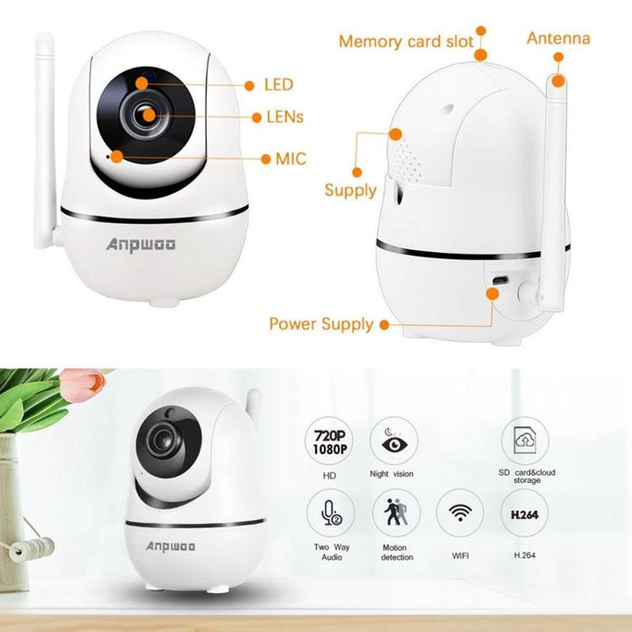 720P Hd Wifi Ip Camera Support Motion Detection & Infrared Night Vision & Sd Card Max 32Gb White