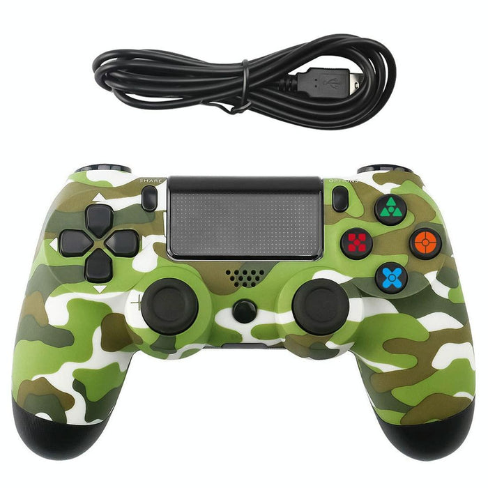 Green Camouflage Snowflake Button Wired Gamepad Game Handle Controller For Ps4