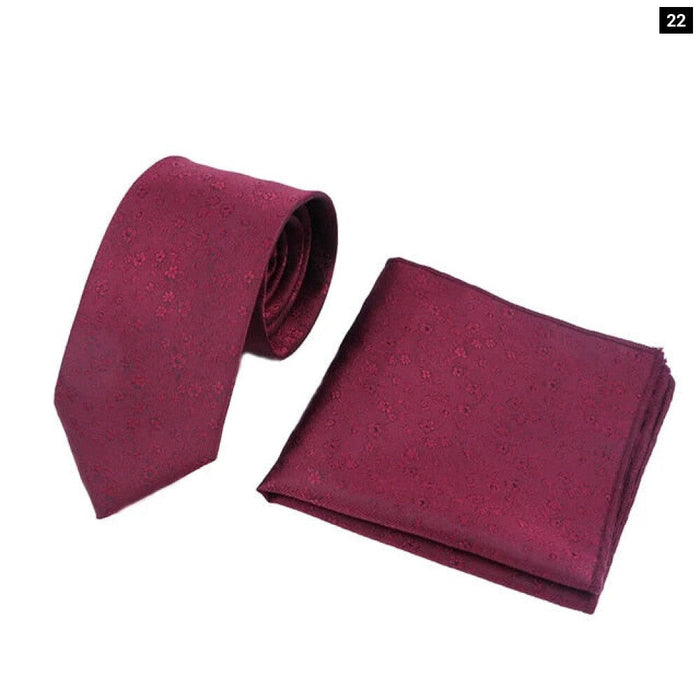 Red Paisley Tie And Pocket Square Set For Business And Weddings