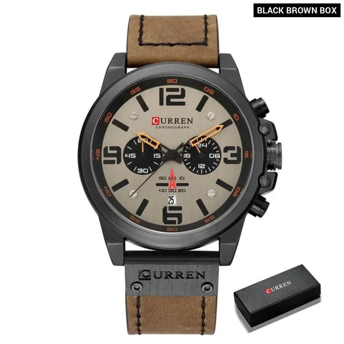 Newest Men Watches Quartz Mens Wristwatches Leather Military Date Male Clock