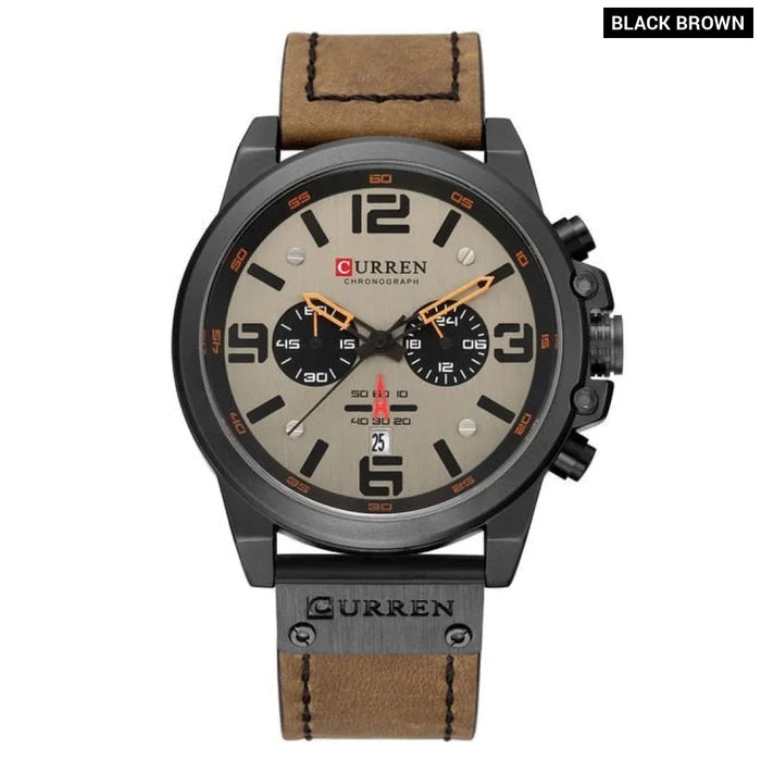 Newest Men Watches Quartz Mens Wristwatches Leather Military Date Male Clock