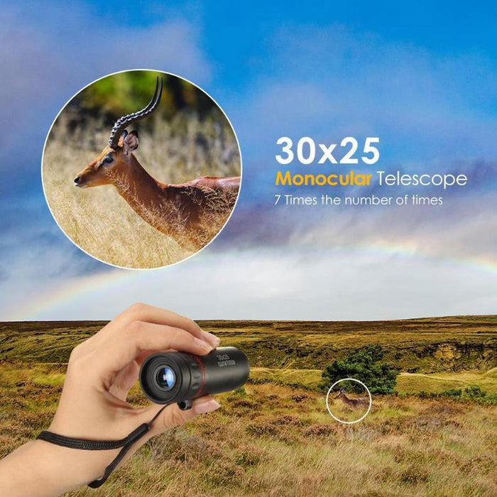 30X25 Mini Portable Optical Monocular Telescope Black