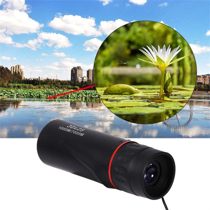 30X25 Mini Portable Optical Monocular Telescope Black