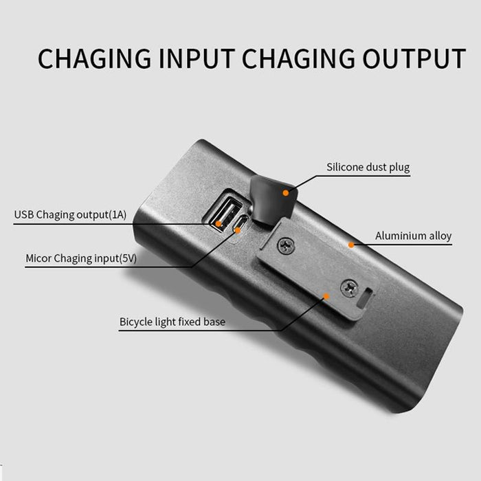 Usb Charging Bike Light 10H T6+A02 Lamp