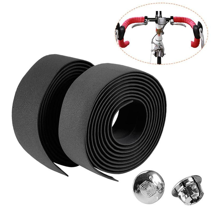 1 Pair Cycling Road Bike Sports Bicycle Cork Handlebar Tape Wrap + 2 Bar Plug