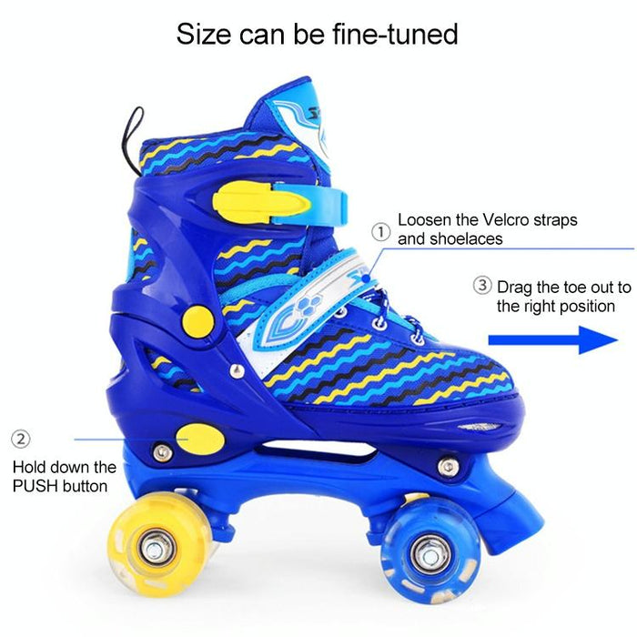 Children Full-Flash White Roller Skating Shoes - Size L