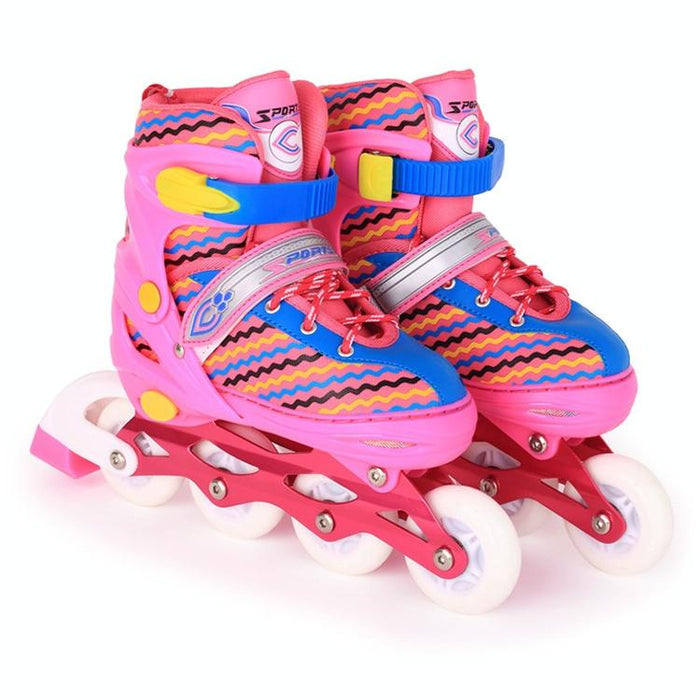 Children Full-Flash White Roller Skating Shoes - Size L