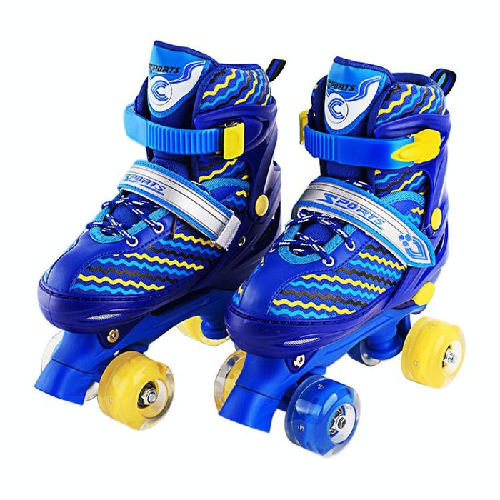 Children Full-Flash White Double-Row Roller Skating Shoes - Size M