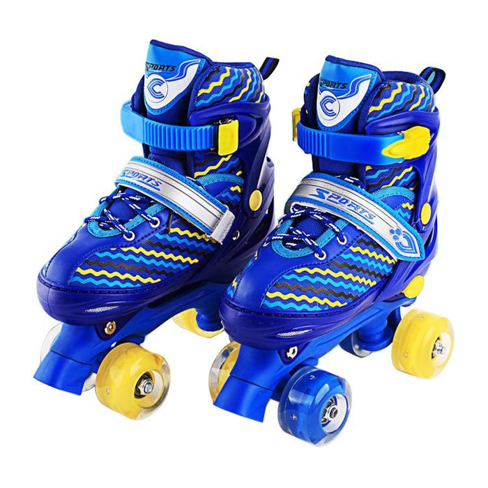 Children Full-Flash White Double-Row Roller Skating Shoes - Size L