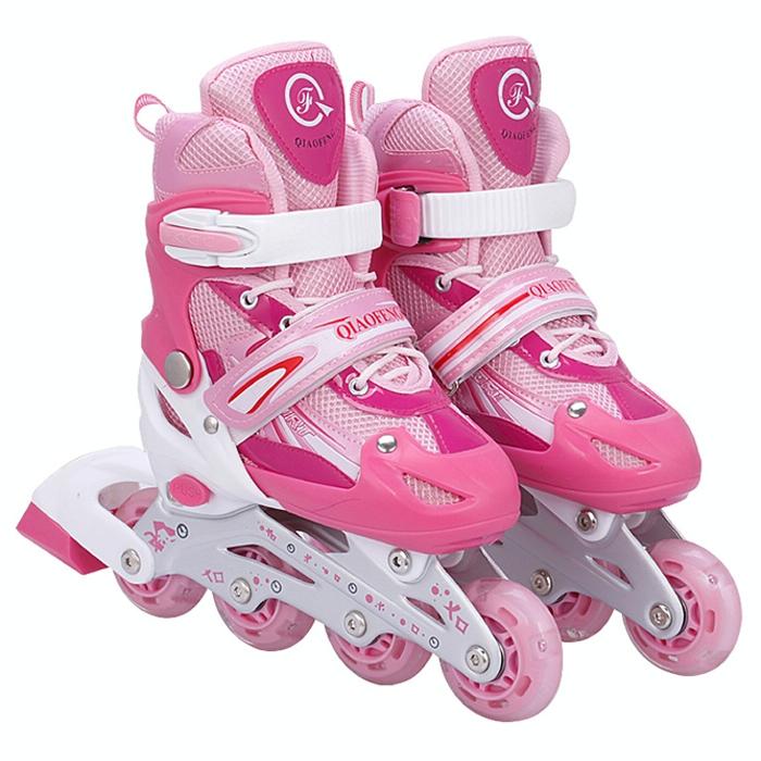 Children Adult Flash Straight Row Roller Skating Shoes Suit - Size L