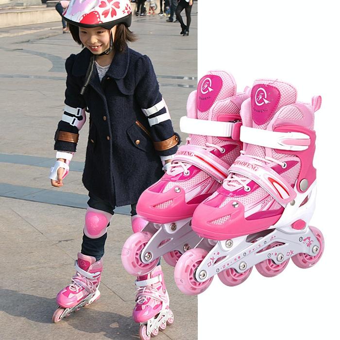 Children Adult Flash Straight Row Roller Skating Shoes Suit - Size L