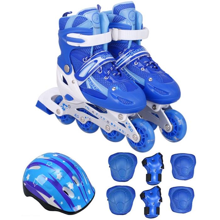 Children Adult Flash Straight Row Roller Skating Shoes Suit - Size L