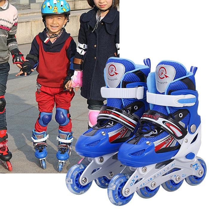 Children Adult Flash Straight Row Roller Skating Shoes Suit - Size L