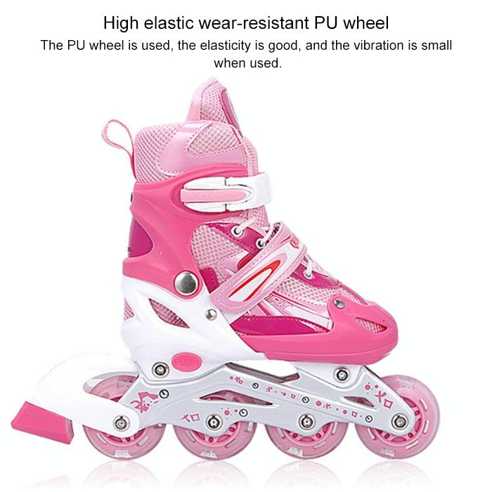 Children Adult Flash Straight Row Roller Skating Shoes Suit - Size L