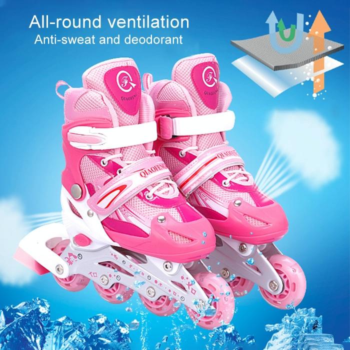 Children Adult Flash Straight Row Roller Skating Shoes Suit - Size L