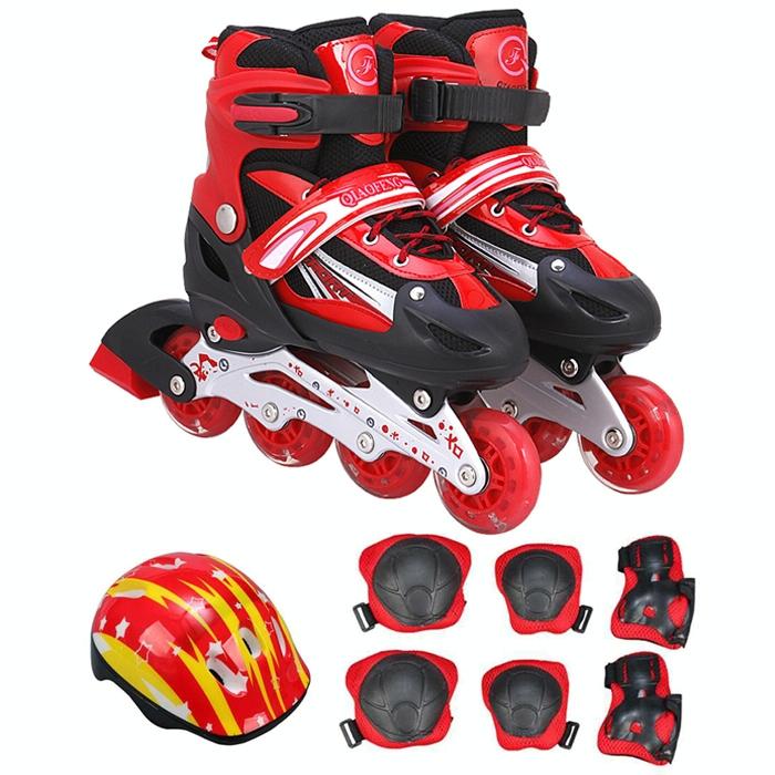 Children Adult Flash Straight Row Roller Skating Shoes Suit - Size L