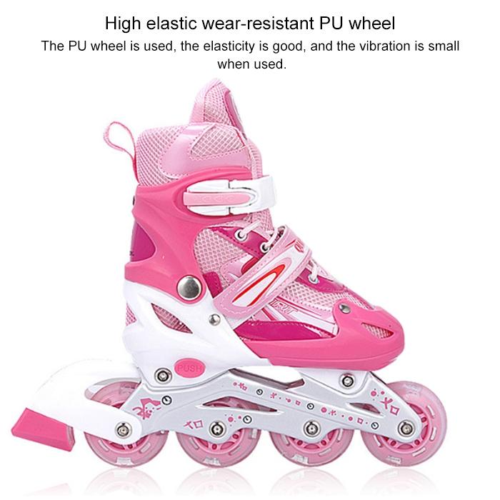 Children Adult Flash Straight Row Roller Skating Shoes Suit - Size M