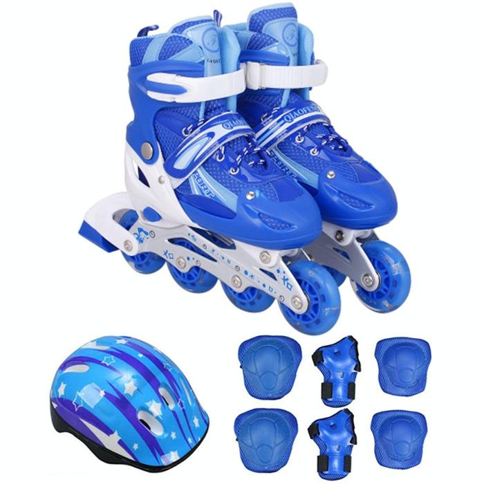 Children Adult Flash Straight Row Roller Skating Shoes Suit - Size M