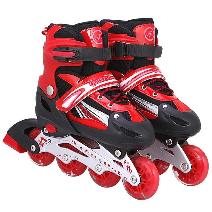 Children Adult Flash Straight Row Roller Skating Shoes Suit - Size M