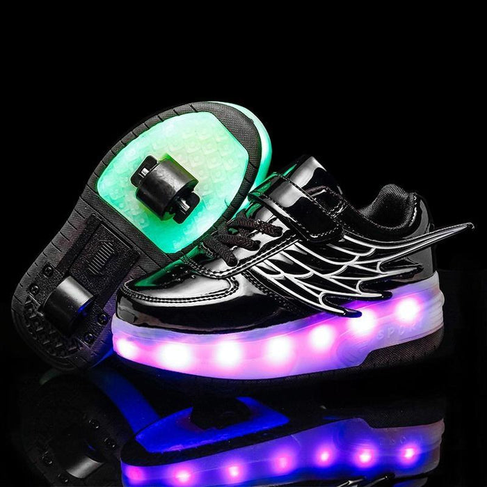 Led Double Wheel Wing Roller Skating Shoes - Size 37