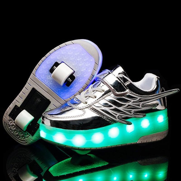 Led Double Wheel Wing Roller Skating Shoes - Size 39